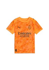 Puma - Młodzieżowa koszulka bramkarska AC Milan 25/26 PUMA Heat Fire Black Orange. Kolor: czarny, pomarańczowy, wielokolorowy, żółty. Materiał: tkanina. Sport: piłka nożna