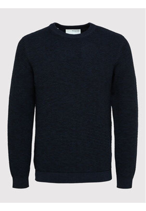 Selected Homme Sweter Vince 16059390 Granatowy Regular Fit. Kolor: niebieski. Materiał: bawełna