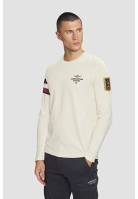 Aeronautica Militare - AERONAUTICA MILITARE Beżowy longsleeve męski Crew neck. Kolor: beżowy. Długość rękawa: długi rękaw