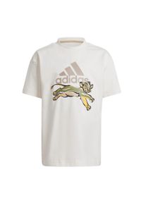 Adidas - Koszulka adidas Disney Lion King. Kolor: biały, beżowy, żółty, wielokolorowy. Wzór: motyw z bajki