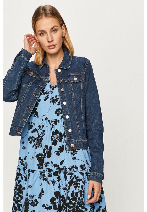 Vila - Kurtka jeansowa. Okazja: na co dzień. Kolor: niebieski. Materiał: jeans. Styl: casual
