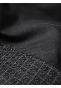 Ombre Clothing - Męska marynarka w kratę z dodatkiem wełny - grafitowa V2 OM-BLZB-0117 - XXL. Kolor: szary. Materiał: wełna #3