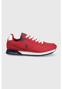 U.S. Polo Assn. buty kolor czerwony. Nosek buta: okrągły. Zapięcie: sznurówki. Kolor: czerwony. Materiał: guma. Obcas: na obcasie. Wysokość obcasa: niski