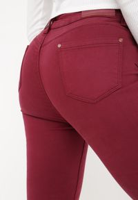 Born2be - Bordowe Spodnie Skinny Thalathe. Kolor: czerwony. Wzór: aplikacja #4