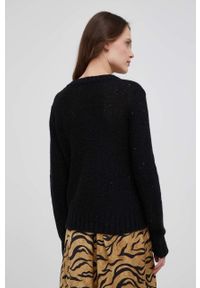 United Colors of Benetton sweter z domieszką wełny damski kolor czarny lekki. Okazja: na co dzień. Kolor: czarny. Materiał: wełna. Długość rękawa: długi rękaw. Długość: długie. Styl: casual #4