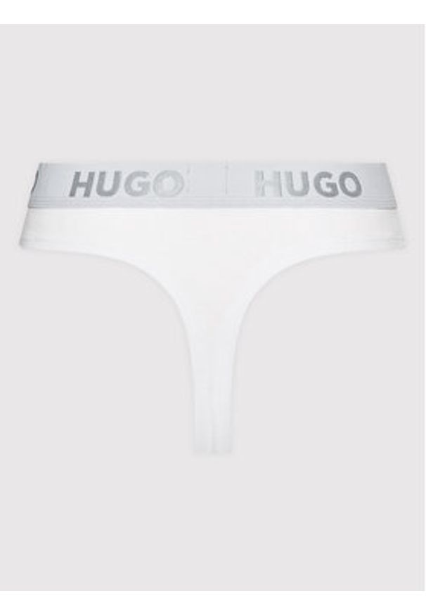 Hugo Stringi Thong Sporty Logo 50469651 Biały. Kolor: biały. Materiał: bawełna