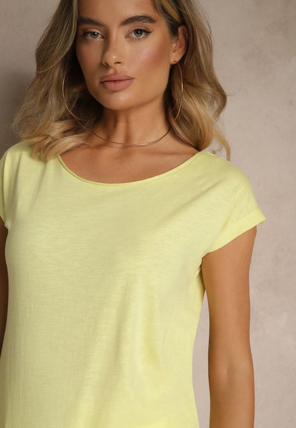 Renee - Żółty Basicowy T-shirt z Bawełny Ralotea. Okazja: na co dzień. Kolor: żółty. Materiał: bawełna. Styl: klasyczny, casual