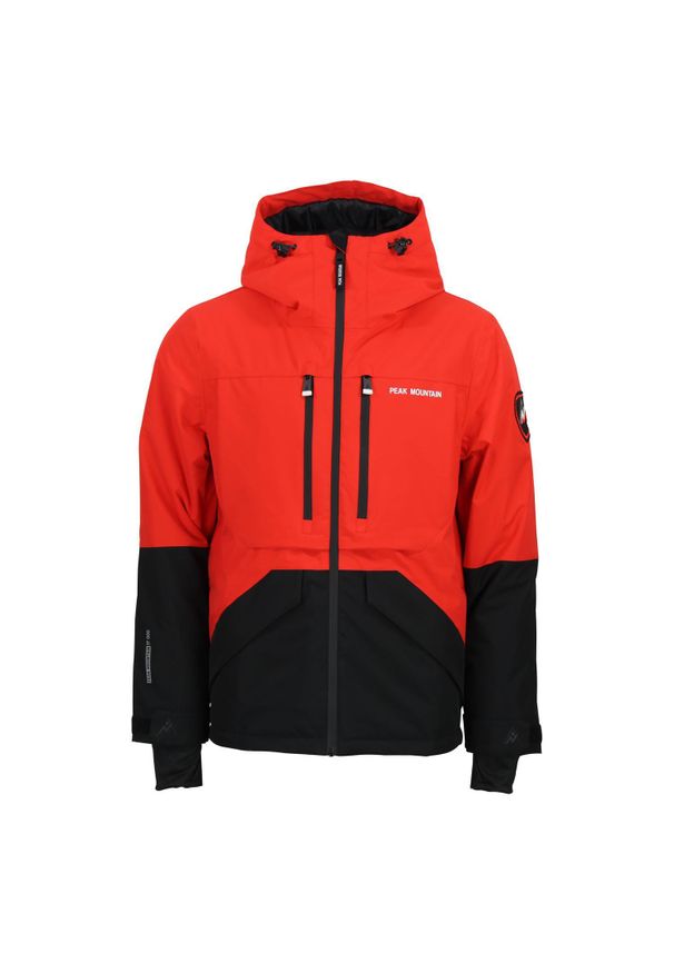 PEAK MOUNTAIN - Wodoodporna kurtka Peak Mountain Cesna. Kolor: czarny, pomarańczowy, wielokolorowy. Sezon: zima. Sport: narciarstwo