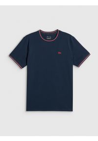 4f - 4F T-shirt regular gładki męski - granatowy XXL. Okazja: na co dzień. Kolor: niebieski. Materiał: bawełna, dzianina. Wzór: gładki. Styl: casual #1