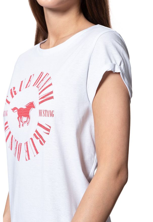 Mustang - MUSTANG T SHIRT DAMSKI Printed T-Shirt general White 1007445 2045. Wzór: nadruk