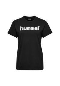 Koszulka sportowa z krótkim rękawem damska Hummel Cotton Logo. Kolor: czarny. Długość rękawa: krótki rękaw. Długość: krótkie