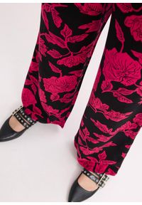 bonprix - Spodnie palazzo z lejącej wiskozy. Kolor: czarny. Materiał: wiskoza. Wzór: nadruk. Styl: elegancki #3
