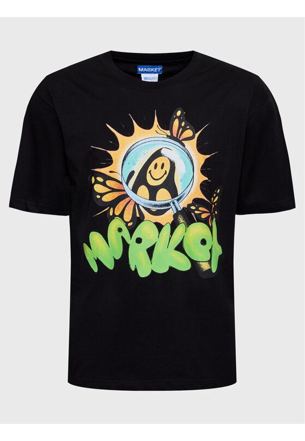 Market T-Shirt SMILEY 399001349 Czarny Regular Fit. Kolor: czarny. Materiał: bawełna