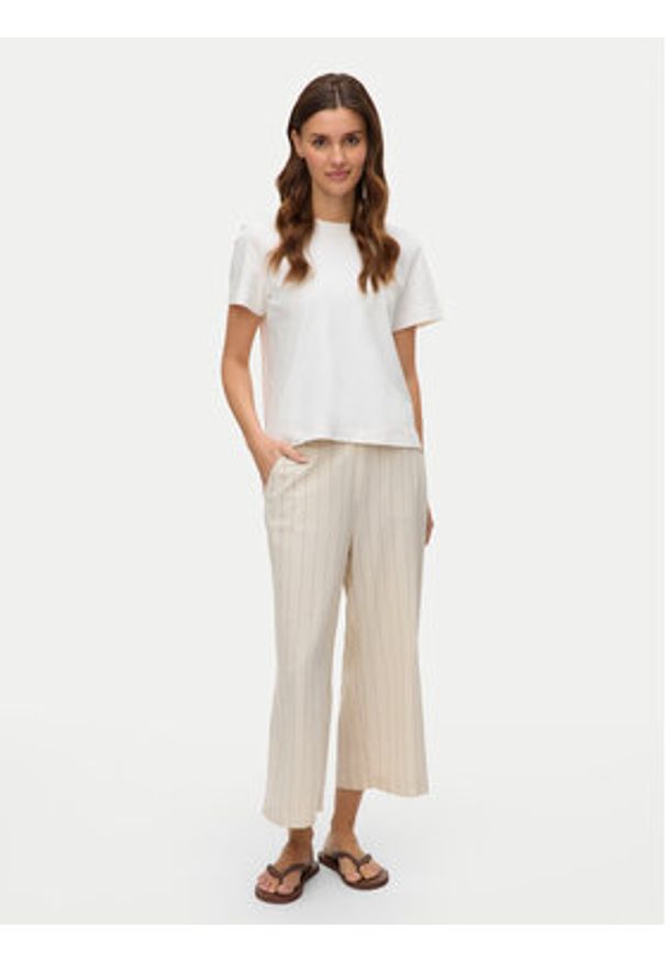 Vero Moda Kuloty Mindy 10322130 Beżowy Loose Fit. Kolor: beżowy. Materiał: wiskoza, len