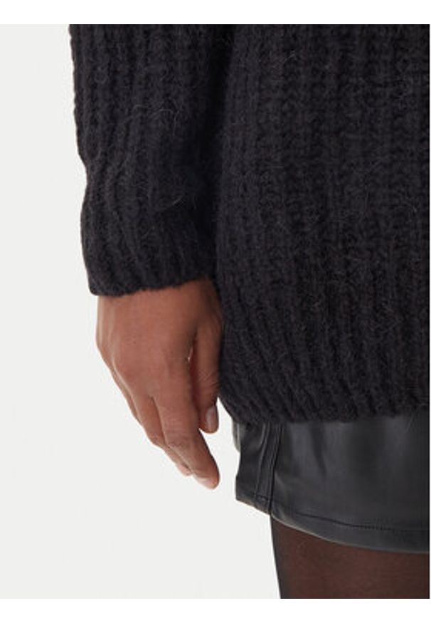 Hugo - HUGO Sukienka dzianinowa Sloguis 50548245 Czarny Oversize. Kolor: czarny. Materiał: syntetyk. Typ sukienki: oversize