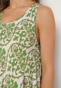 Born2be - Zielona Bawełniana Sukienka Rozkloszowana w Abstrakcyjny Wzór Natiliana. Okazja: na co dzień. Kolor: zielony. Materiał: bawełna. Sezon: lato. Styl: casual #5