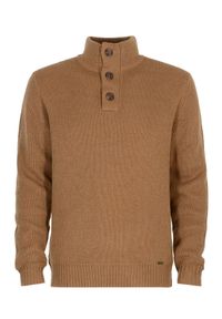 Ochnik - Sweter męski. Kolor: beżowy. Materiał: materiał. Długość: długie #4