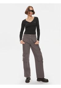 Tommy Jeans Bluzka Essential DW0DW17990 Czarny Slim Fit. Kolor: czarny. Materiał: bawełna
