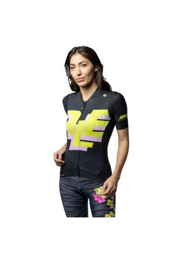 ALÉ CYCLING - Koszulka rowerowa damska Alé Cycling PR-E Sauvage. Kolor: czarny, wielokolorowy, zielony. Sport: kolarstwo