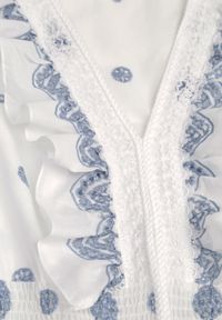 Born2be - Niebieska Bawełniana Sukienka Rustykalna Ozdobiona Haftami i Falbanami Eudarpia. Okazja: na co dzień. Kolor: niebieski. Materiał: bawełna. Wzór: aplikacja, haft. Typ sukienki: proste. Styl: elegancki, casual #5