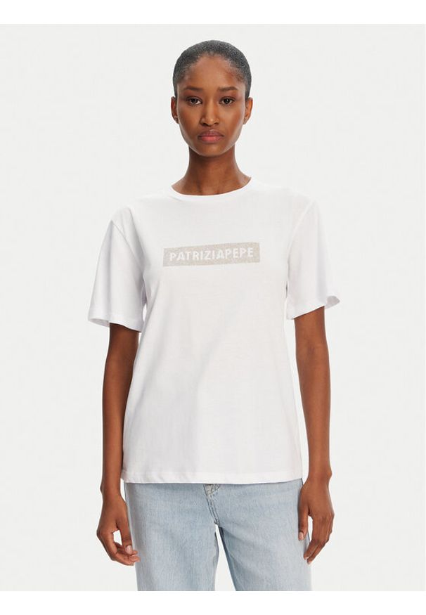 Patrizia Pepe T-Shirt 2M4422/J274-W146 Biały Regular Fit. Kolor: biały. Materiał: bawełna