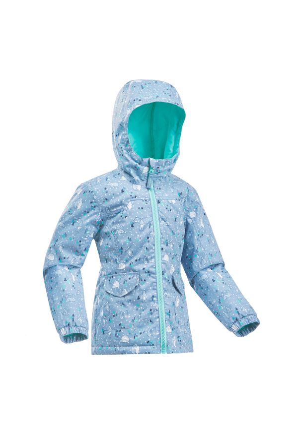 quechua - Kurtka turystyczna dla dzieci Quechua SH100 Warm wodoodporna. Kolor: szary, wielokolorowy, niebieski. Materiał: materiał