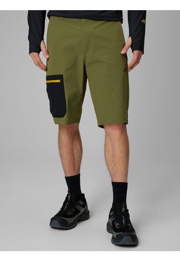 4f - 4F Spodenki trekkingowe szybkoschnące męskie - khaki XXL. Kolor: brązowy, oliwkowy, wielokolorowy. Materiał: materiał, tkanina. Długość: długie. Sezon: lato. Sport: turystyka piesza