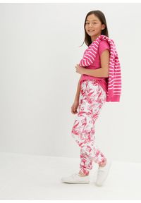 bonprix - Spodnie z dżerseju z czystej bawełny. Kolor: różowy. Materiał: jersey, bawełna. Wzór: nadruk. Sezon: lato #3