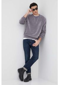 Calvin Klein Jeans bluza męska kolor szary gładka. Okazja: na co dzień. Kolor: szary. Materiał: dzianina. Wzór: gładki. Styl: casual