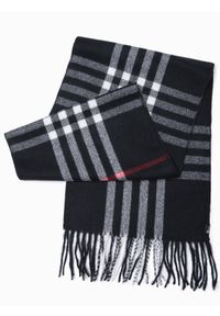 Ombre Clothing - Szalik męski A408 - czarny/czerwony - uniwersalny. Kolor: czerwony. Materiał: akryl, tkanina. Sezon: zima, jesień