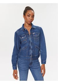 Wrangler Kurtka jeansowa Jen 112346210 Niebieski Regular Fit. Kolor: niebieski. Materiał: bawełna