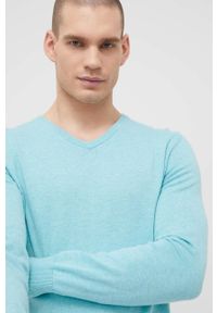 Tom Tailor sweter bawełniany męski lekki. Okazja: na co dzień. Kolor: niebieski. Materiał: bawełna. Długość rękawa: długi rękaw. Długość: długie. Wzór: melanż. Styl: casual