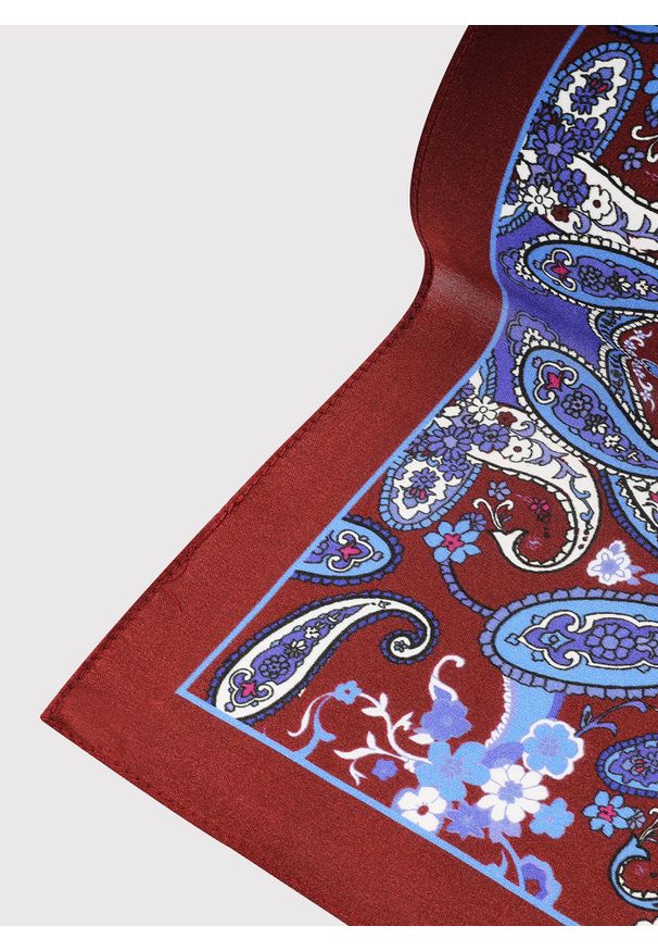 Pako Lorente - PAKO LORENTE – Bordowa wzorzysta poszetka męska. Kolor: czerwony. Materiał: jedwab