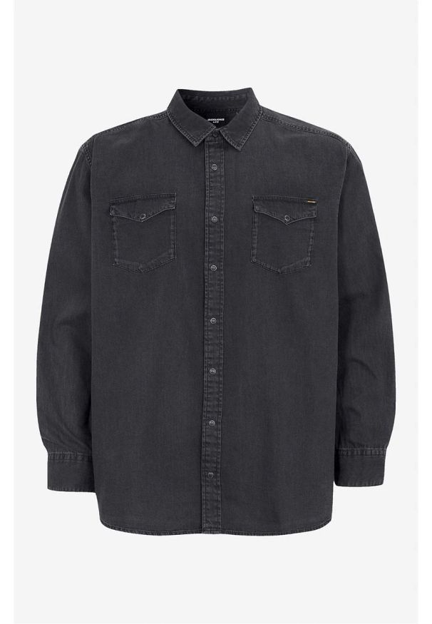 JACK & JONES PLUS - Koszula dżinsowa Plus Size Sheridan. Kolekcja: plus size. Kolor: czarny. Materiał: bawełna. Styl: klasyczny