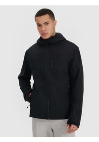4f - 4F Kurtka softshell wiatroodporna membrana 8000 męska - czarna S. Typ kołnierza: kaptur. Kolor: czarny. Materiał: softshell. Technologia: Windstopper #1