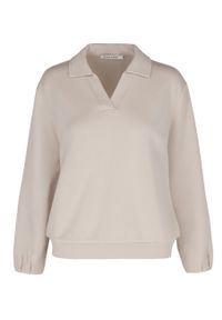 Volcano - Bluza z kołnierzem B-NALIA. Okazja: na co dzień, do pracy, na spotkanie biznesowe. Typ kołnierza: dekolt w serek. Kolor: beżowy. Materiał: poliester, materiał, elastan. Wzór: gładki. Styl: biznesowy, casual, elegancki #1