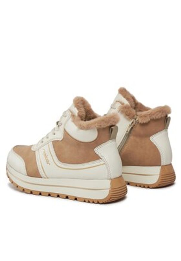 Rieker Sneakersy N4003-20 Beżowy. Kolor: beżowy. Materiał: skóra
