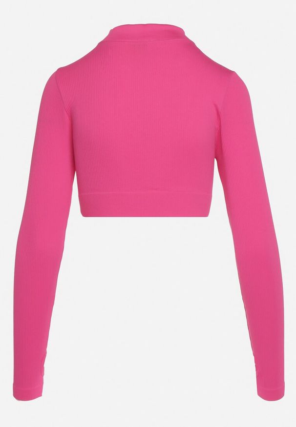 Born2be - Fuksjowa Bluzka Zapinana na Suwak z Wycięciem przy Ściągaczu Aisllain. Kolor: różowy. Styl: elegancki