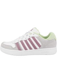 Buty do chodzenia damskie K-Swiss Court Palisades. Zapięcie: sznurówki. Kolor: fioletowy, wielokolorowy, szary, biały. Materiał: materiał, skóra. Szerokość cholewki: normalna. Sport: turystyka piesza #1