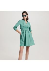 Reserved - Sukienka z bawełny organicznej - Zielony. Kolor: zielony. Materiał: bawełna