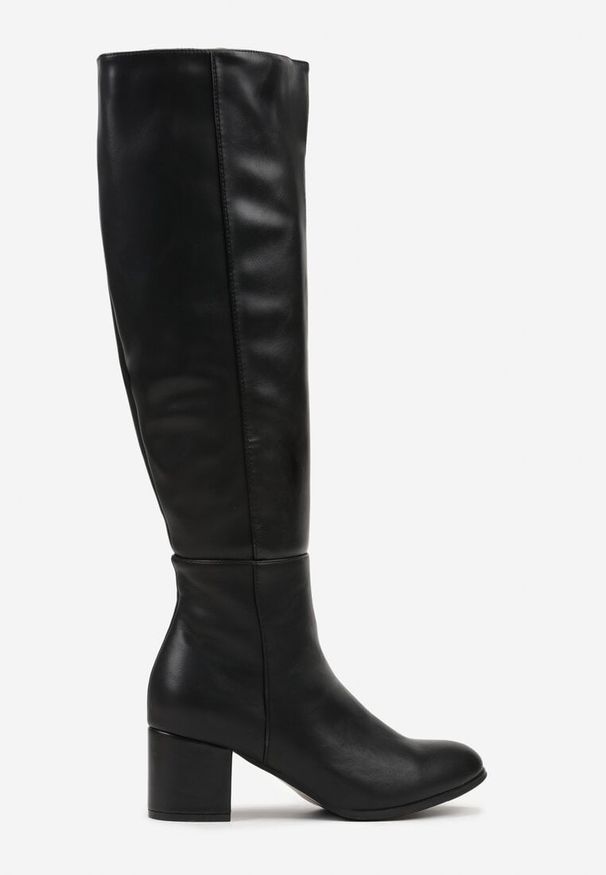 Renee - Czarne Kozaki Vices na Słupku Sedvire. Okazja: na co dzień, na imprezę. Kolor: czarny. Materiał: skóra. Obcas: na słupku. Styl: casual