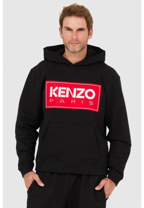 Kenzo - KENZO Czarna bluza męska z kapturem, Rozmiar S. Typ kołnierza: kaptur. Kolor: czarny