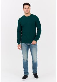 Calvin Klein - CALVIN KLEIN Zielony męski longsleeve z naszywką. Okazja: na co dzień. Kolor: zielony. Materiał: bawełna. Długość rękawa: długi rękaw. Wzór: aplikacja. Styl: casual #4