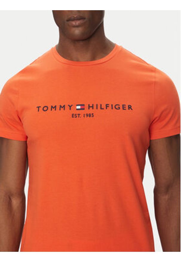 TOMMY HILFIGER - Tommy Hilfiger T-Shirt Logo MW0MW11797 Pomarańczowy Regular Fit. Kolor: pomarańczowy. Materiał: bawełna