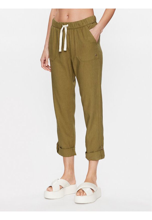 Roxy Spodnie materiałowe On The Seashore ERJNP03294 Zielony Regular Fit. Kolor: zielony. Materiał: materiał, wiskoza