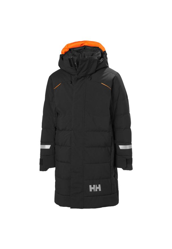 Długa kurtka dziecięca z kapturem Helly Hansen Race Penguin R. Typ kołnierza: kaptur. Kolor: czarny. Materiał: puch. Długość: długie