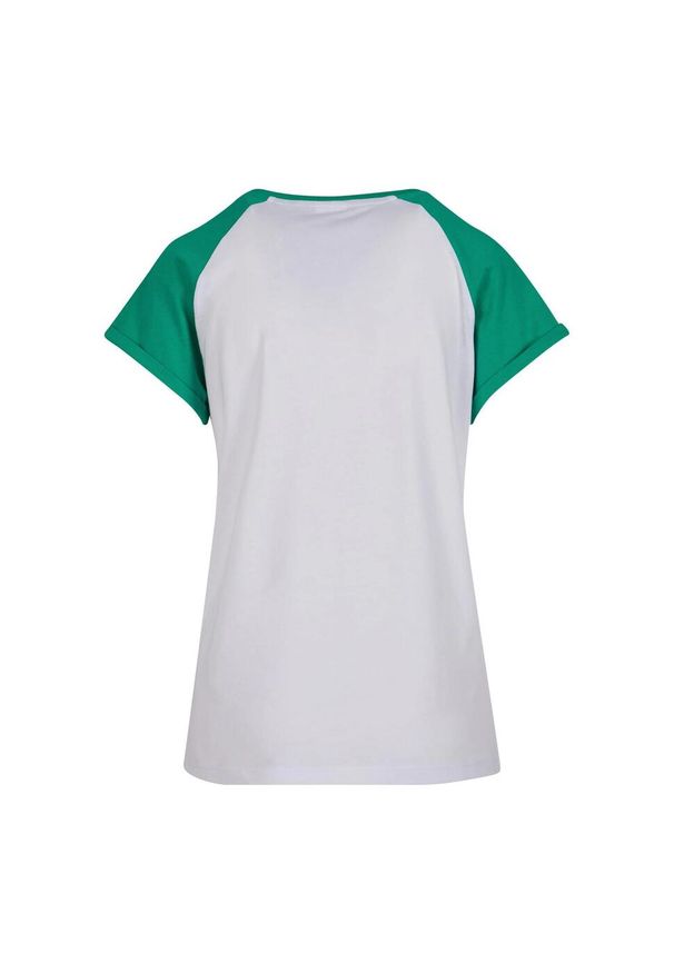 Urban Classics - T-shirt Damski Kontrastowy Raglanowy. Kolor: biały, wielokolorowy, zielony. Długość rękawa: raglanowy rękaw