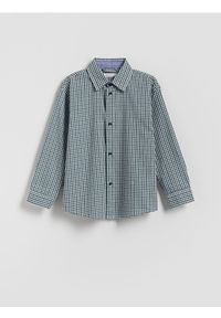 Reserved - Koszula w drobną kratę - zielony. Kolor: zielony. Materiał: tkanina, bawełna