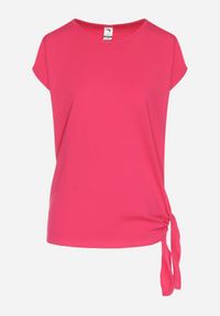 Born2be - Różowy Bawełniany T-shirt z Wiązaniem Falmio. Okazja: na co dzień. Kolor: różowy. Materiał: bawełna. Styl: klasyczny, casual, elegancki #3
