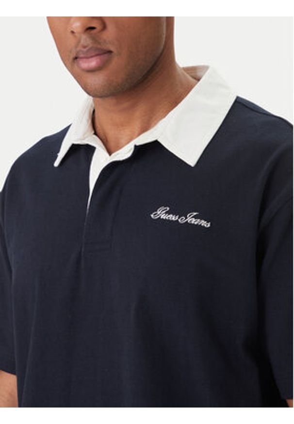 Guess Jeans Polo M6GP13 KCYM1 Granatowy Oversize. Typ kołnierza: polo. Kolor: niebieski. Materiał: bawełna